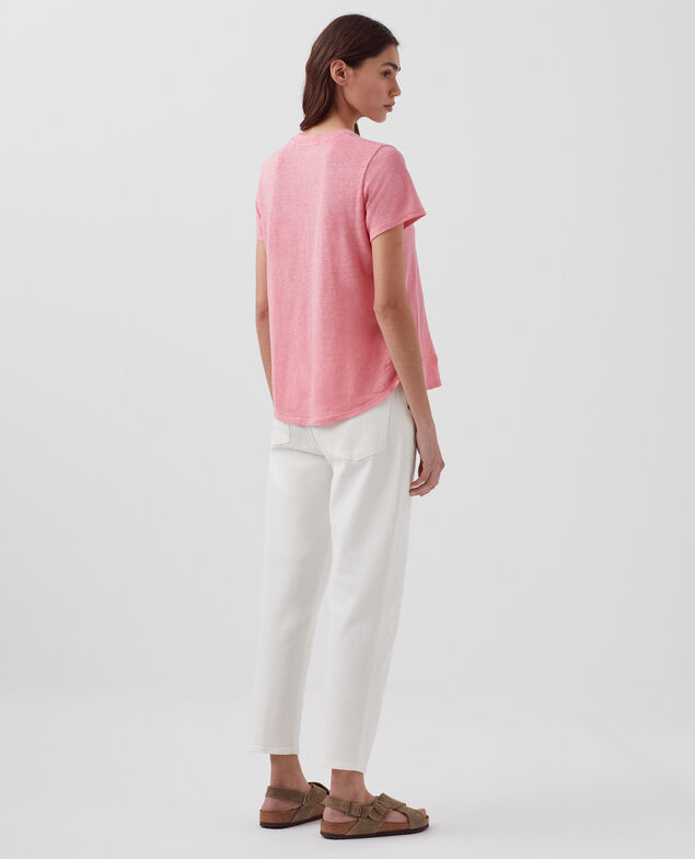 AMANDINE - linen round neck t-shirt H110 lantana