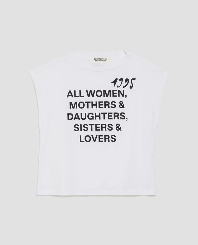 Boxy cotton t-shirt J001 white base words