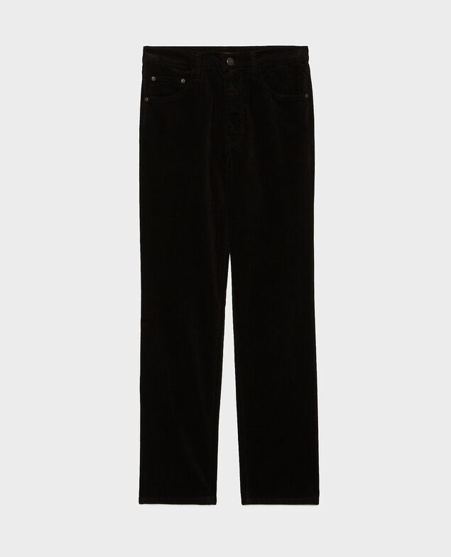 SLIM STRAIGHT - smooth velvet 5 pocket jeans Black beauty