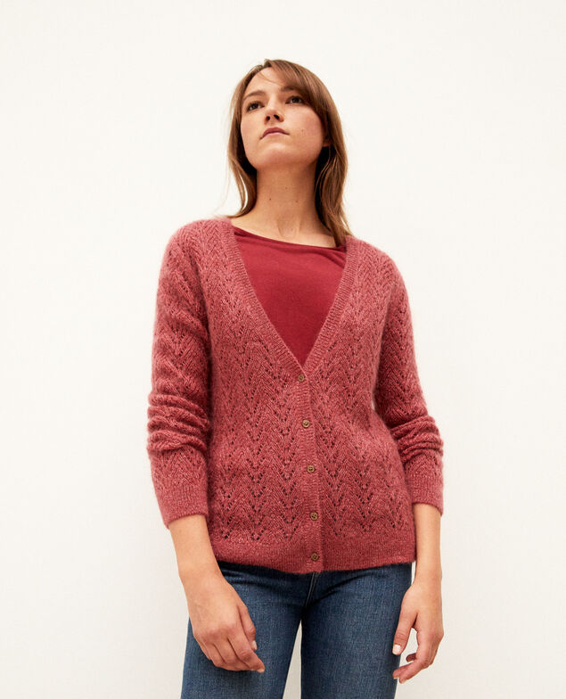 Mohair blend cardigan Earth red