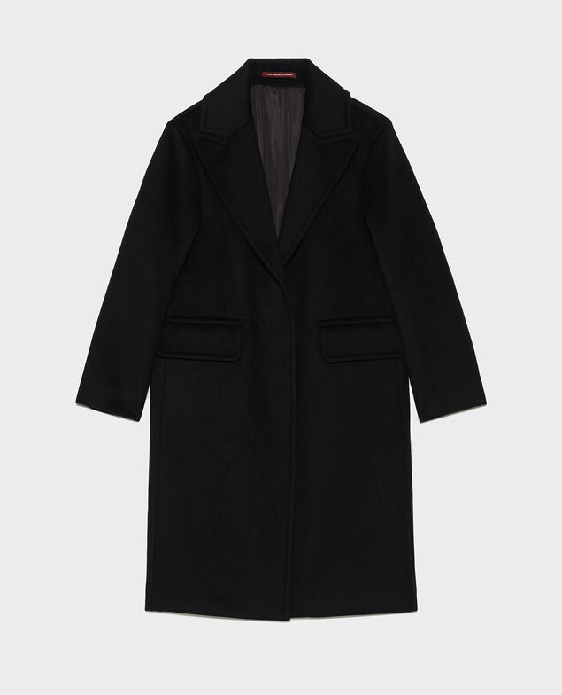 Wool and cashmere boyfriend overcoat Black beauty