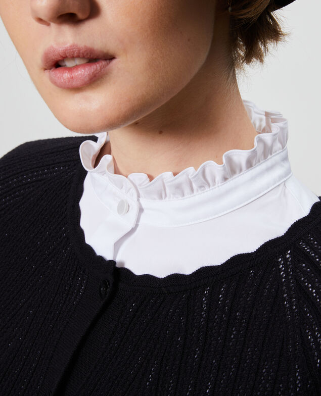 3D knit lace cardigan Black beauty