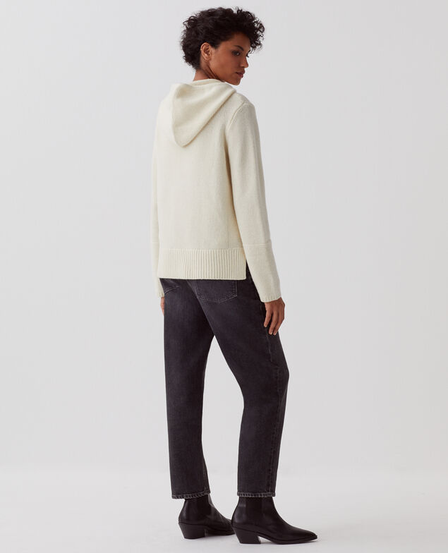 Wool hoodie I010 glass green beige