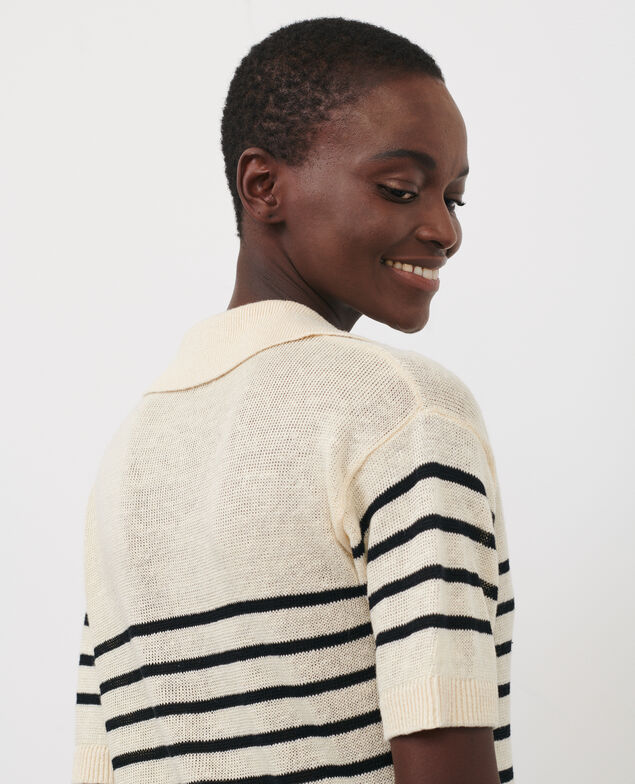 Short-sleeve linen polo shirt 7101c 102 stripes