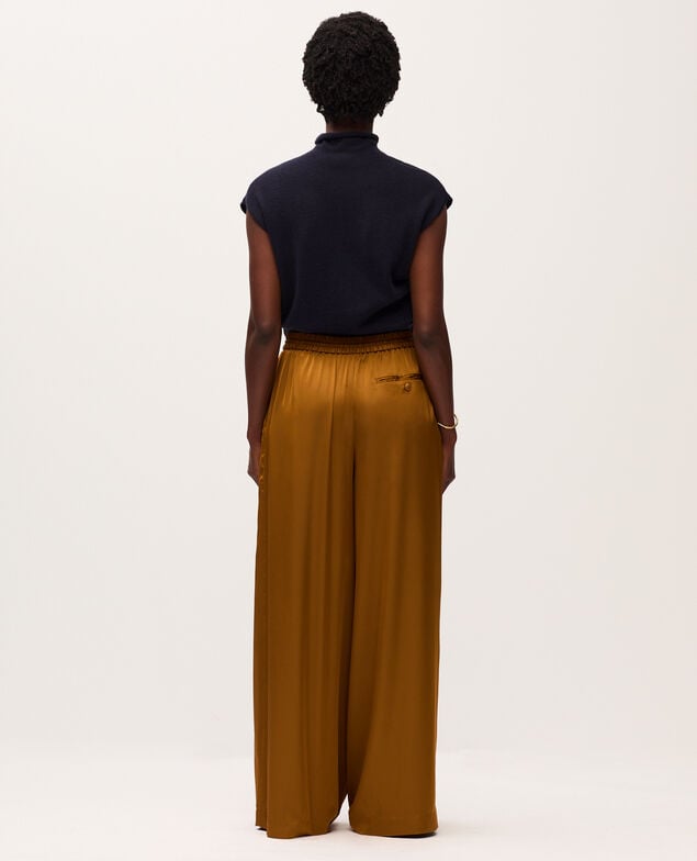 Wide silky trousers K340 bone brown