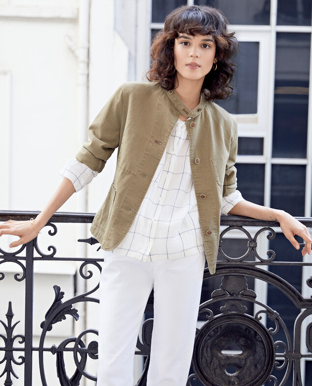Mandarin collar jacket Mastic