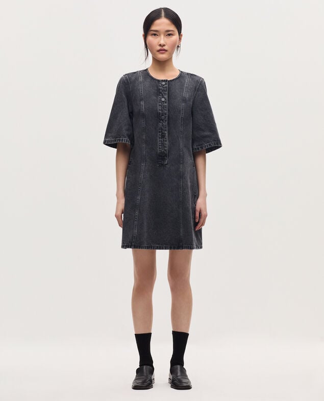 Cotton mini dress K081 dark gray