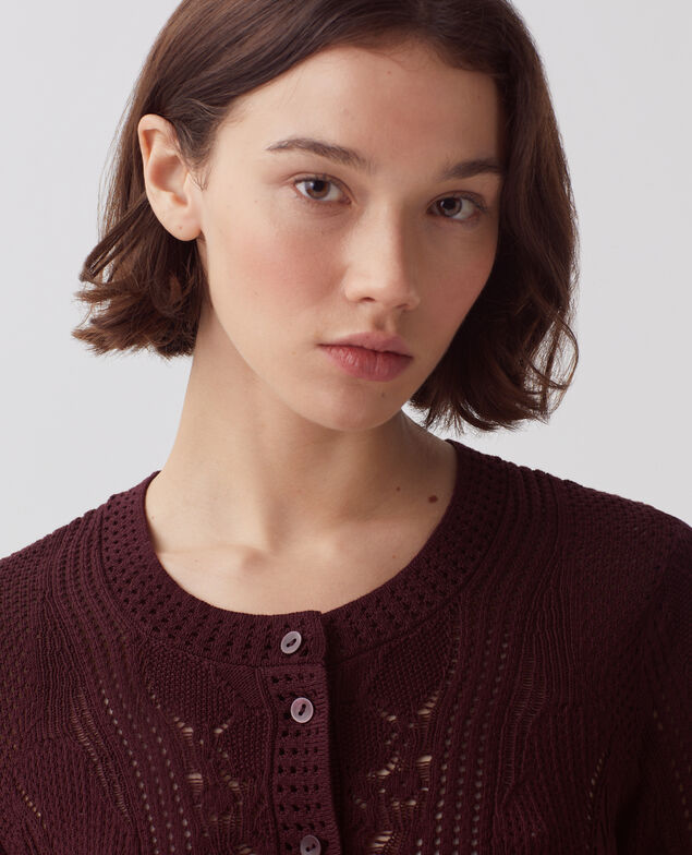 Floral crochet cardigan J380 decadent chocolate