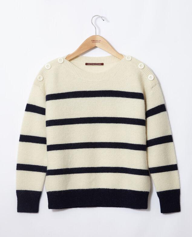 Boat neck jumper Off white/peacoat