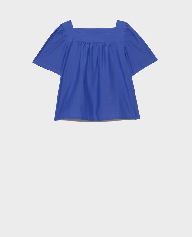 Cotton and silk top Royal blue