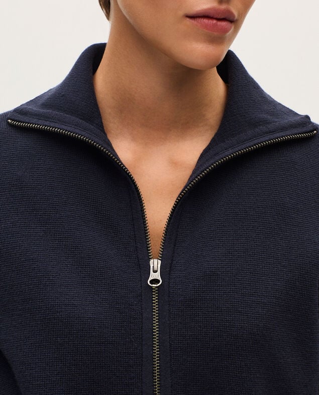 Zip-up merino wool cardigan H695 night sky