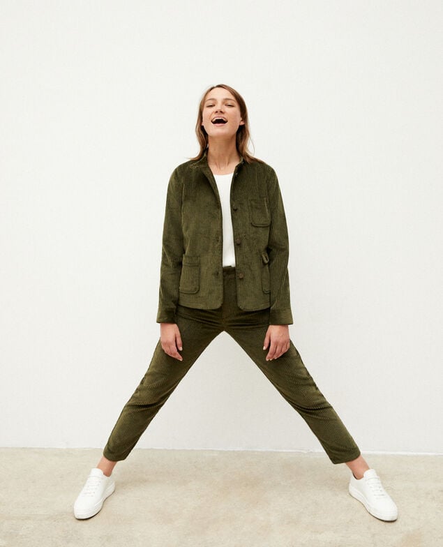 Ribbed corduroy trousers Olive night