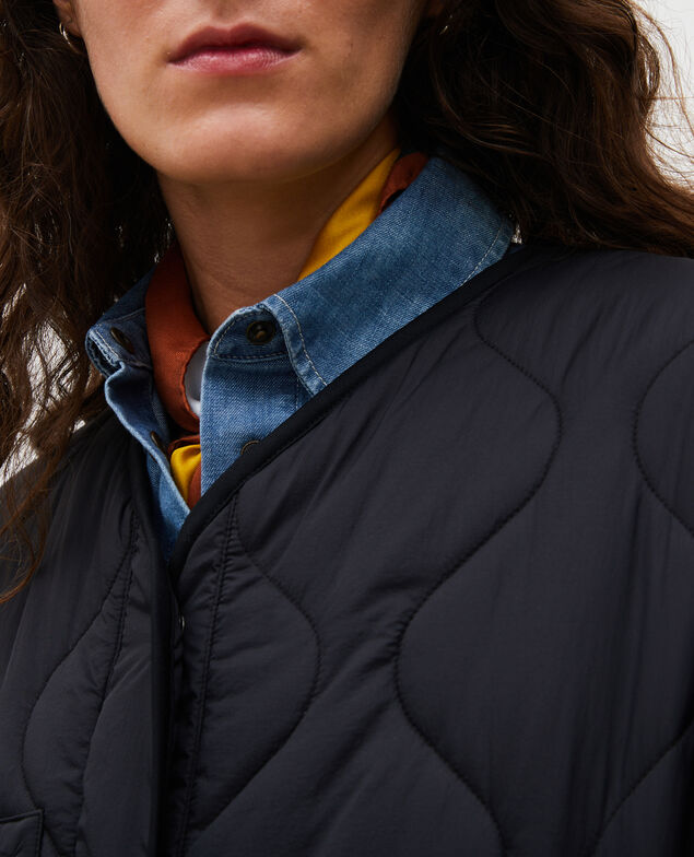 V-neck down coat  Black beauty