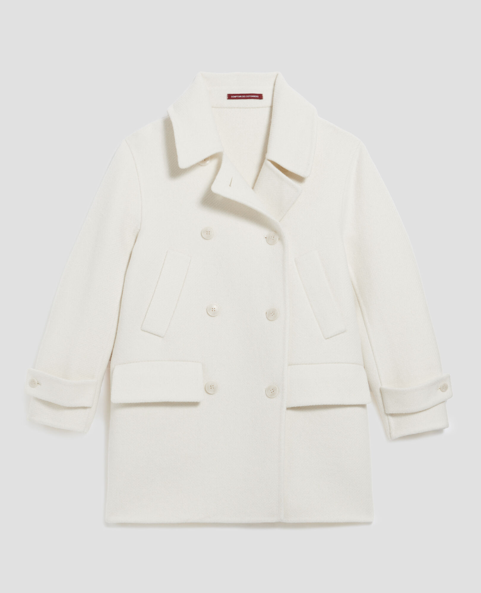 Mid-length coat glass green beige - Comptoir des Cotonniers