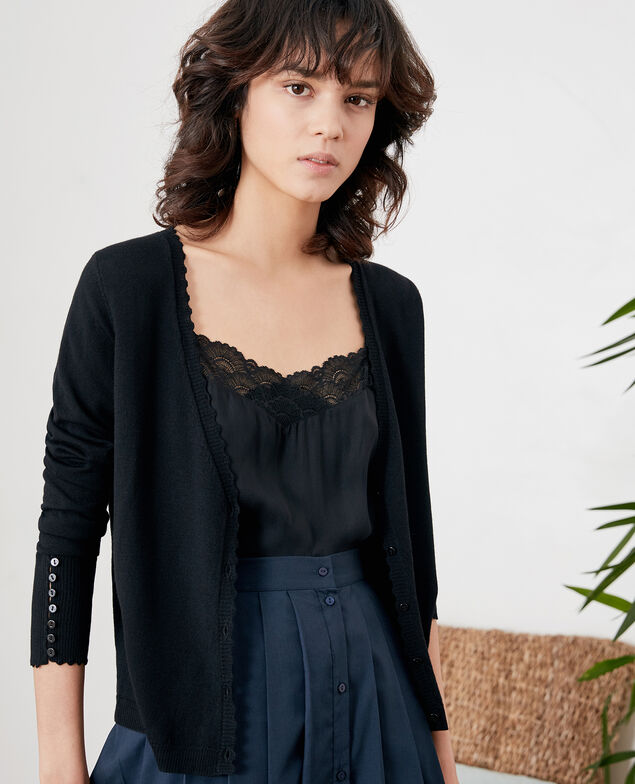 Thin wool cardigan Noir