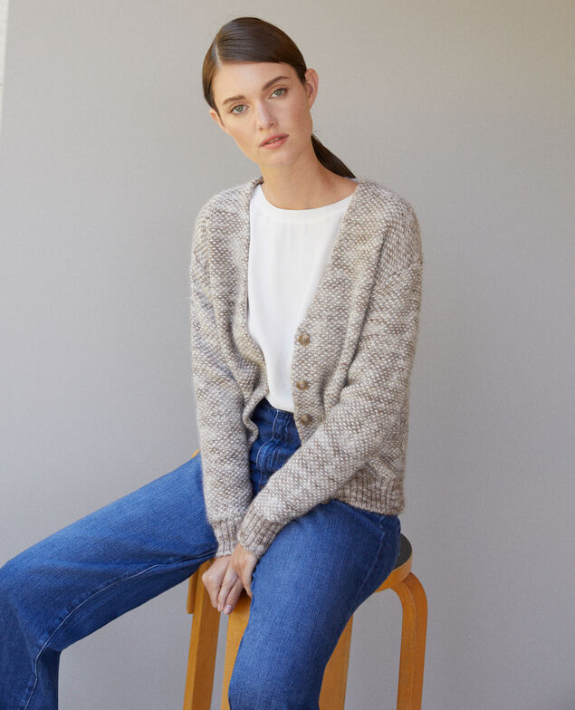 Flecked knit cardigan Grey