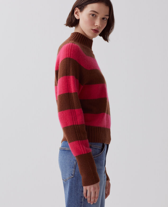 Cashmere polo neck jumper I122 st pink emperador