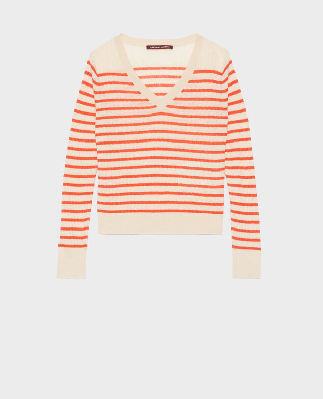 Striped linen jumper 0240 tiger lily stripes