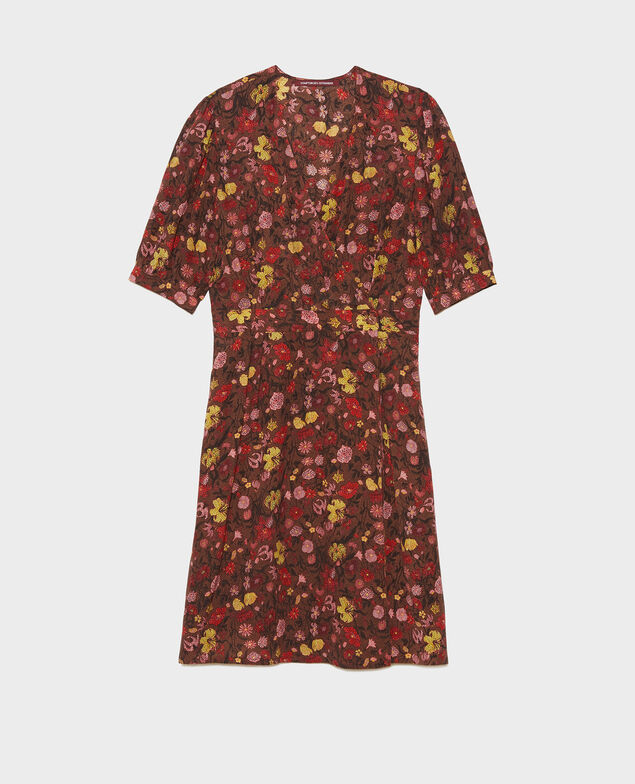  Floral silk wrap mini dress Print eden tortoiseshell