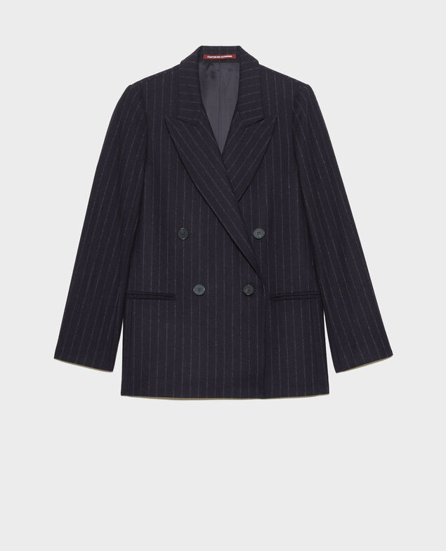 Double-breasted wool blazer Stripes night sky