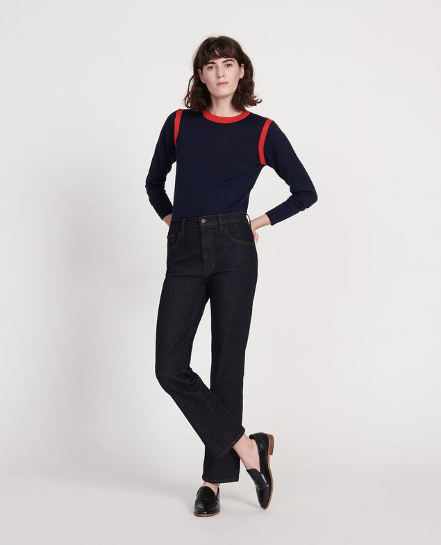Silk cashmere blend jumper Stripes maritime blue fiery red