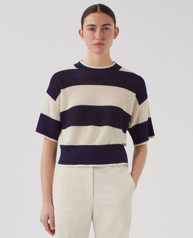 Short-sleeve cropped linen jumper H692 large baritone
