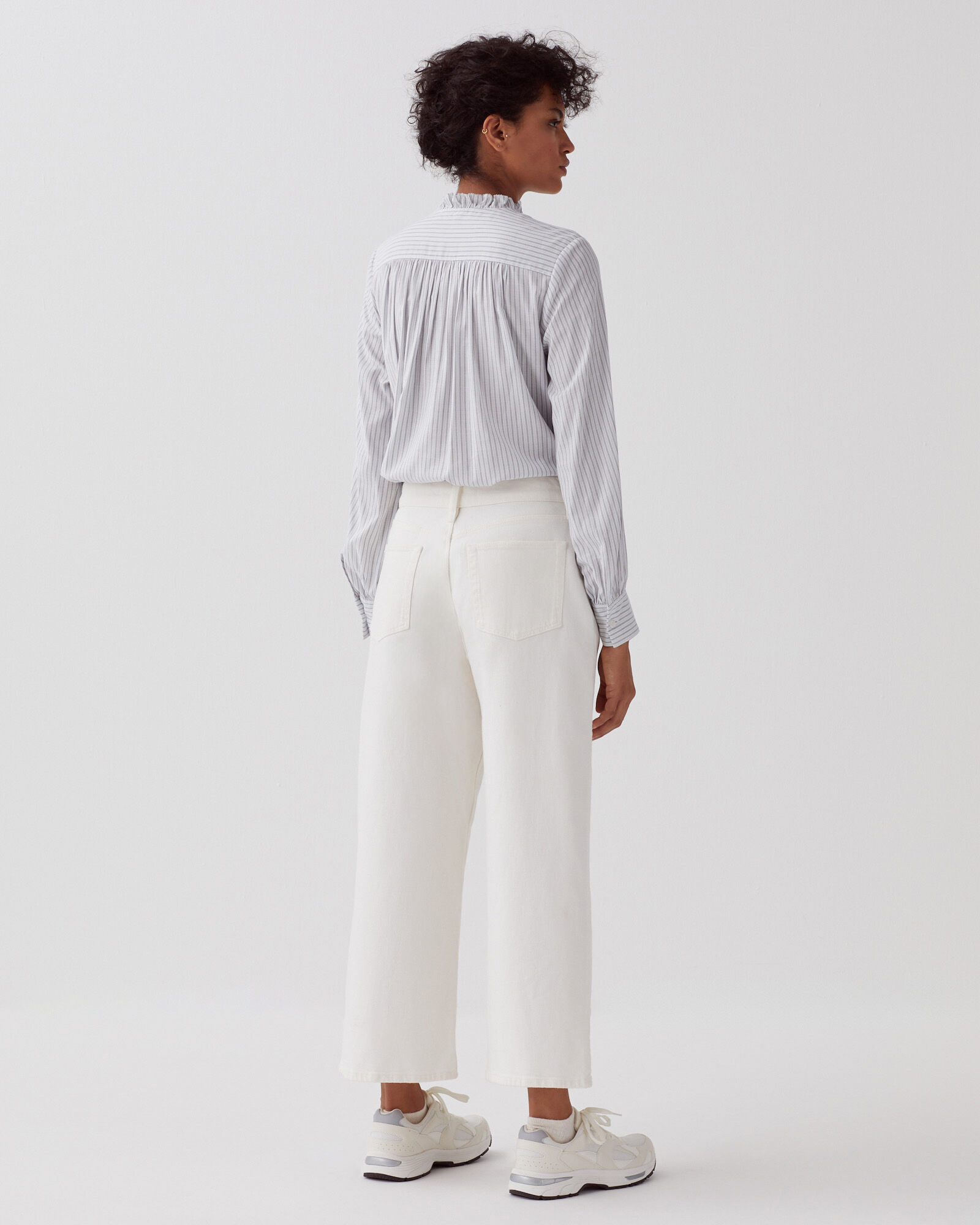 ●depound● Semi wide denim pants white DP2434DN009MWHS EMY - Wide cropped jeans white - Comptoir des Cotonniers