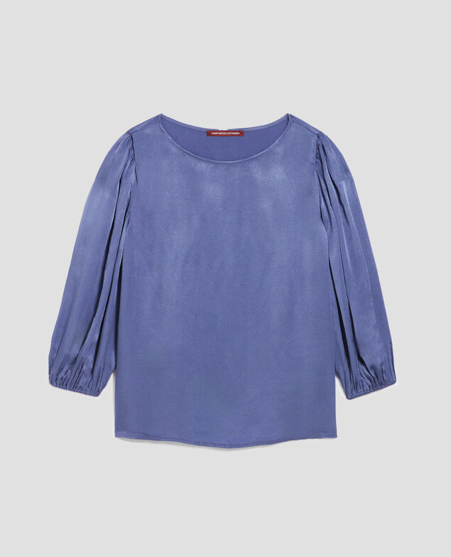 Floaty 3/4-length sleeve blouse I640 gray blue
