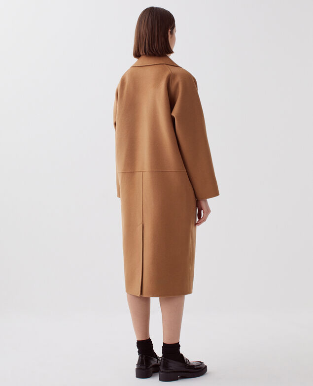 Double-sided long coat I340 toasted coconut