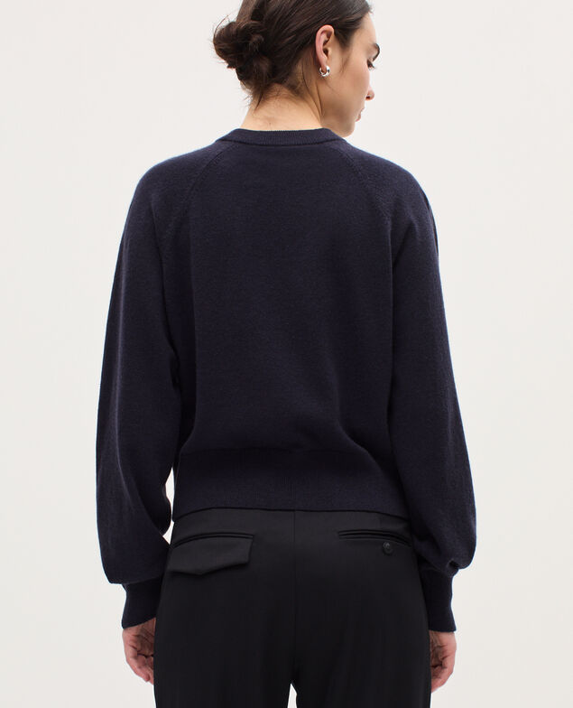 Round neck cashmere jumper K691 navy st gray