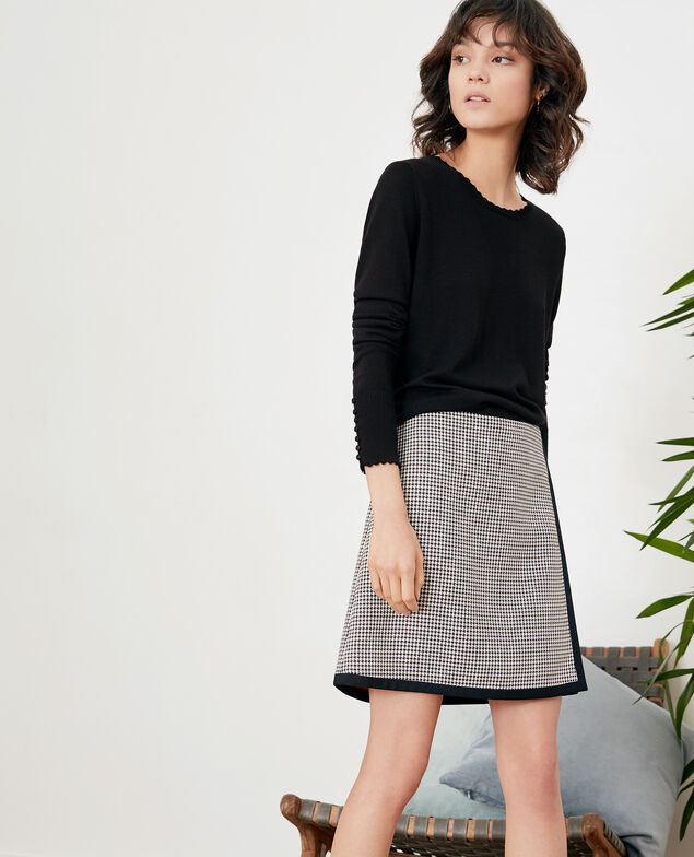Houndstooth jacquard skirt Red