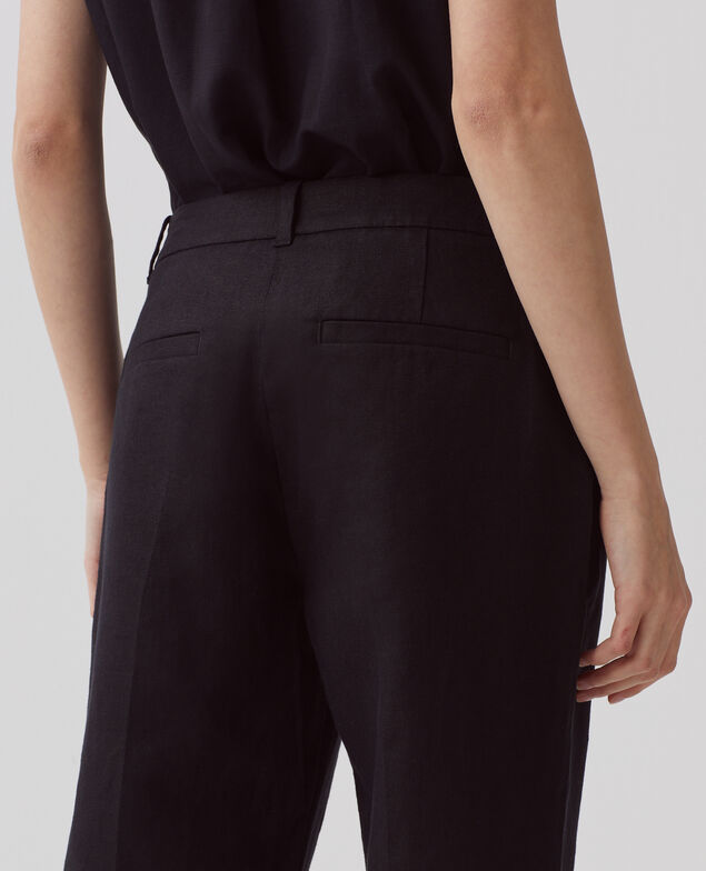 MARGUERITE - Linen cigarette trousers H091 black beauty