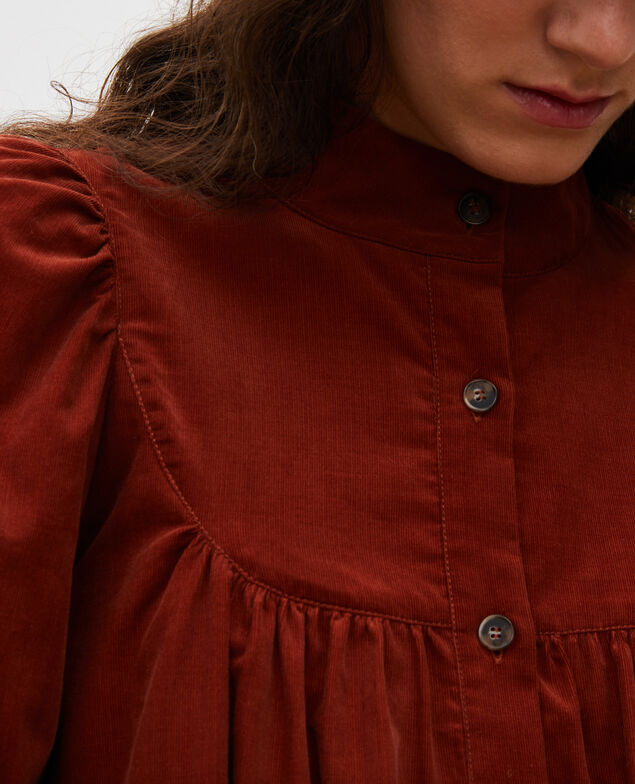 Corduroy yoke smock dress  Brandy brown