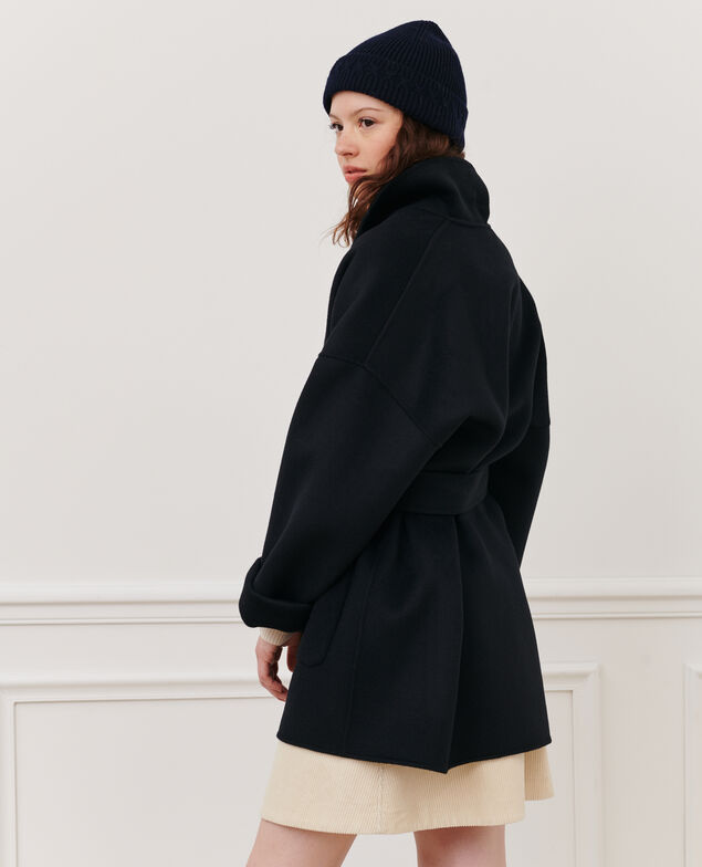 Wool blend short coat 09 black