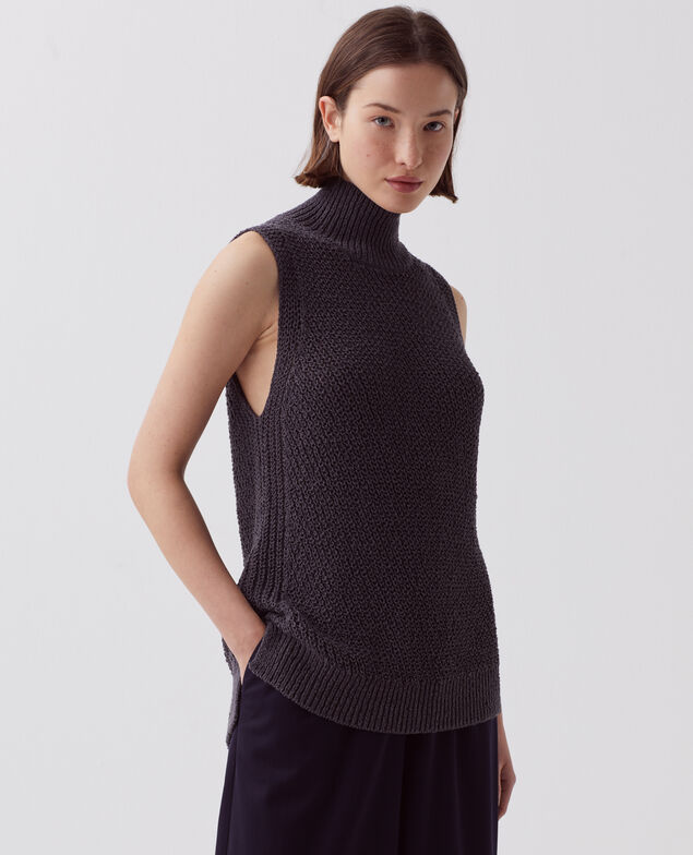 Sleeveless jumper I070 magnet gray