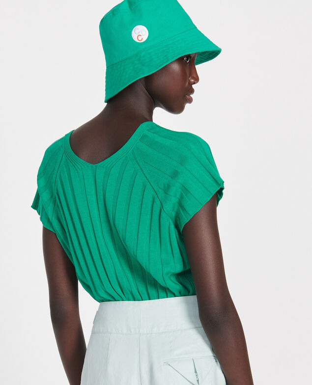3D rib knit jumper Golf green