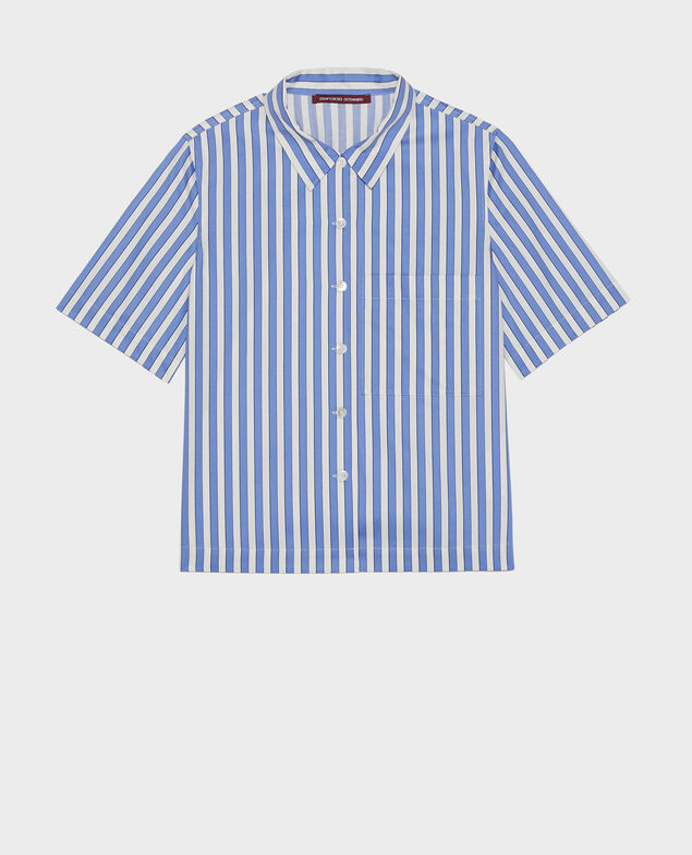Cotton shirt Stripes light grey persian jewel