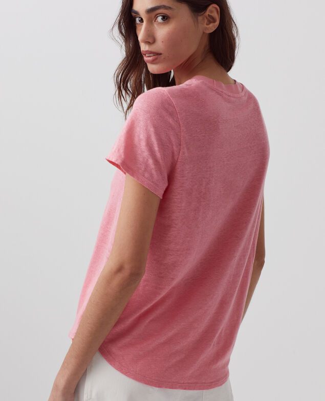 AMANDINE - linen round neck t-shirt H110 lantana