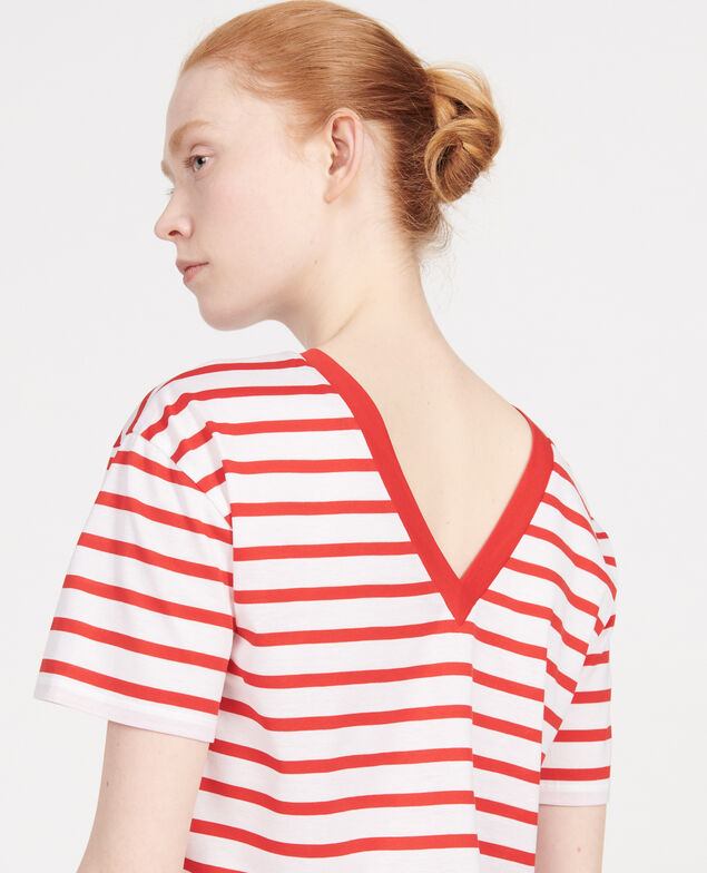 Egyptian cotton t-shirt Stripes optical white fiery red