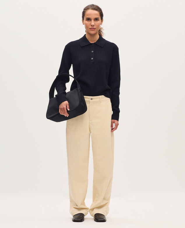 Barrel leg corduroy trousers U010 off white