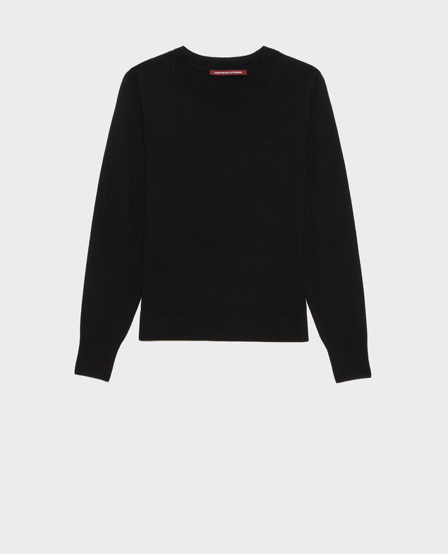 Round neck merino wool jumper Black beauty