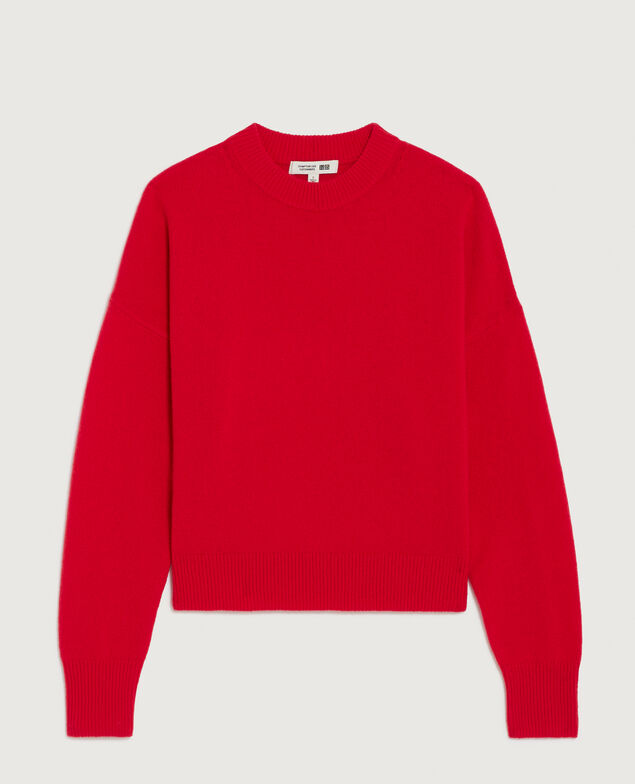 Round neck wool jumper U150 red