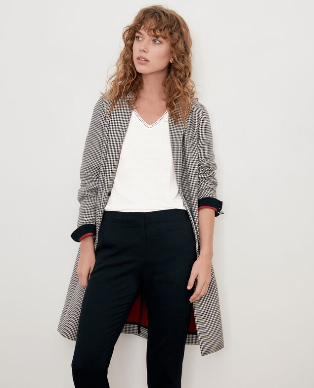 Houndstooth jacquard coat Red