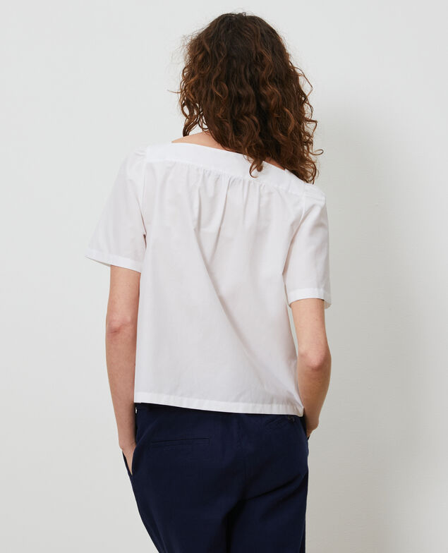 Cotton and silk top Brilliant white