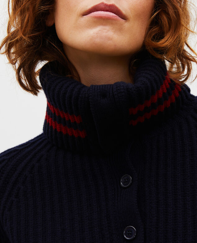 Wool half-neck jumper with a wide collar Night sky