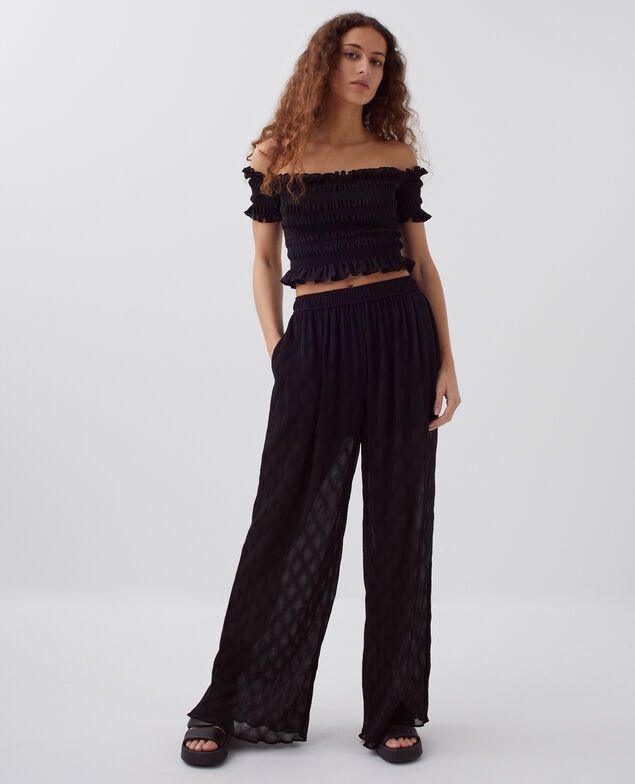 Loose silky trousers H091 black beauty