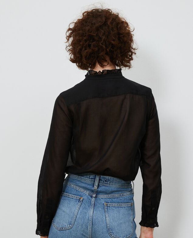 Ruffle neck shirt Black beauty