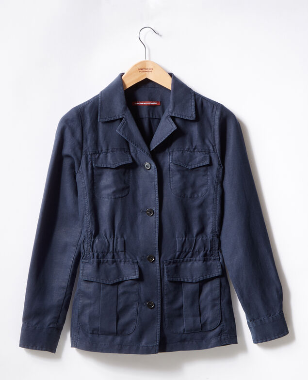 Safari jacket with linen Marine