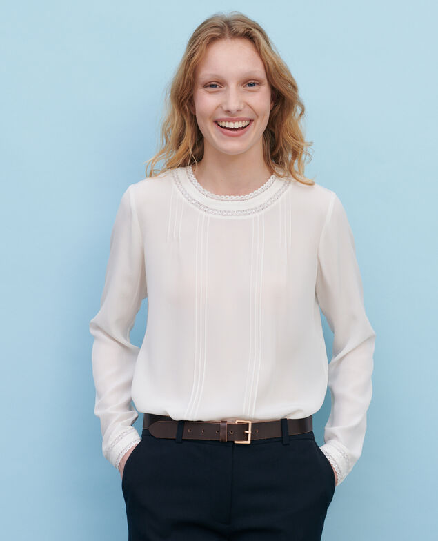Loose silk and lace blouse Gardenia