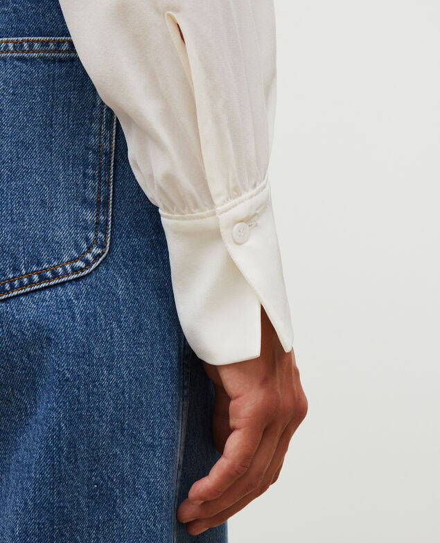 Loose long-sleeve silk shirt Jet stream